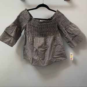NWT Bar III off the shoulder gingham top fall